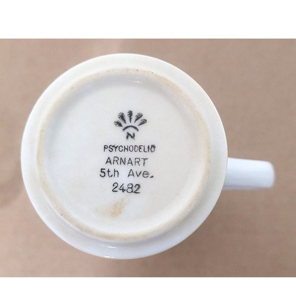 Vintage Arnart Psychodelic Smug Mugs Cups SET OF 2 Floral Paisley Print 1970's - Picture 12 of 12